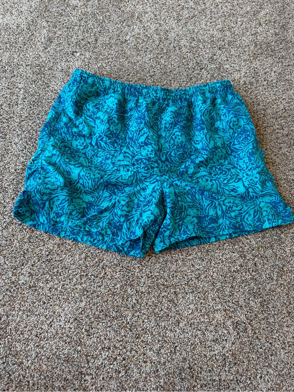 Reyn Spooner Vintage Hawaiian Floral Swim Trunks Blue Green Size L Nylon Lined
